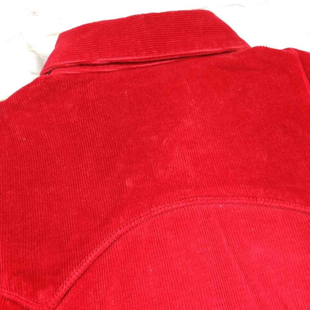 Vintage Live a Little S Red Corduroy Jacket Western Yolk Snap Button Long Sleeve - Picture 7 of 9